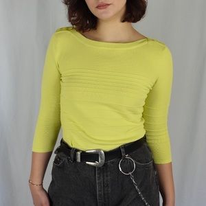 Cable and gauge light weight chartreuse sweater